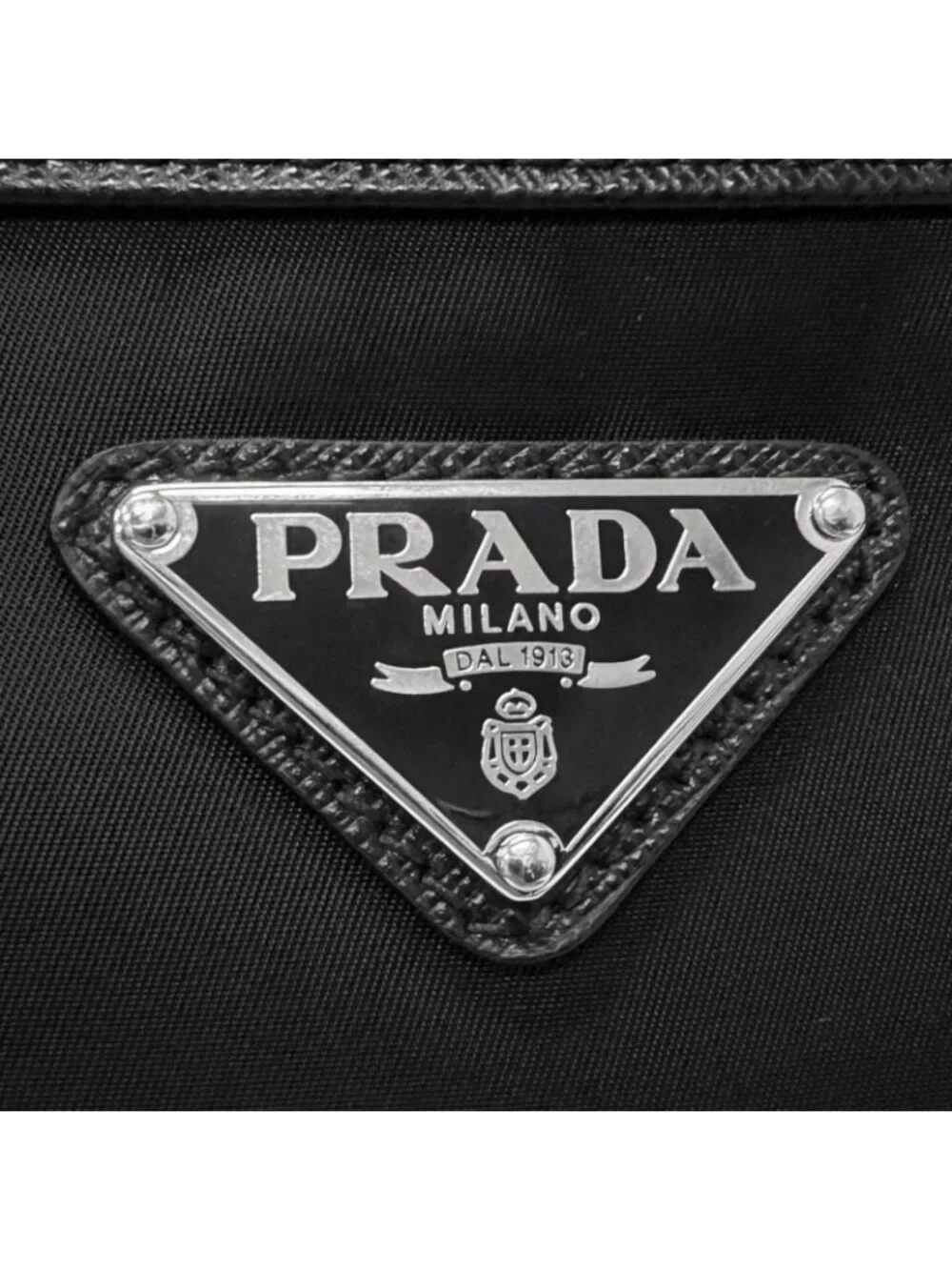 Prada Triangle Logo Re-Nylon Saffiano Leather Backpack with Day Pack Black